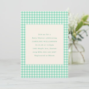 Mint Grönt Gingham Play Cute Summer Baby Shower Inbjudningar