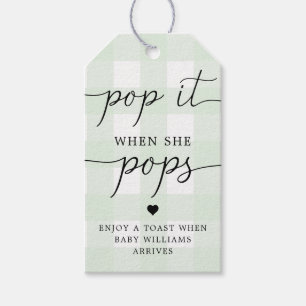 Mint Grönt Gingham poppade det när hon satte på si Presentetikett