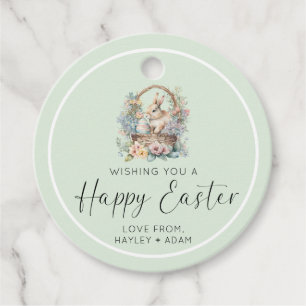 Mint Grönt Glad påsk Bunny Gåvor Etiketter