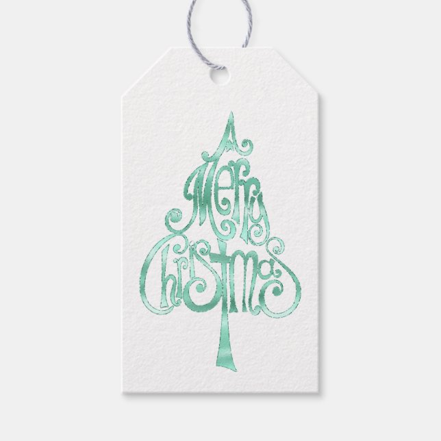Mint Grönt Glam-jul Presentetikett (Framsidan)