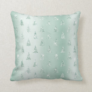 Mint Grönt Glitter Gnistra Julgranar    Kudde