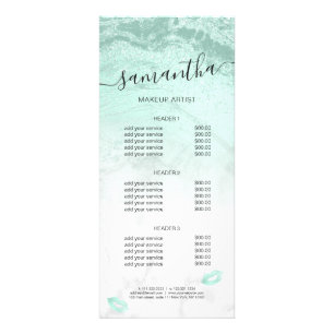 Mint grönt glitter läppar marble makeup artist reklamkort