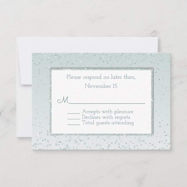 Mint Grönt Glitter och Shine Bröllop OSA Card (Framsida)