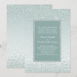Mint Grönt Glitter och Shine Wedding bjudande Inbjudningar
