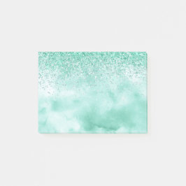 Mint Grönt Glitter Watercolor Post-it Block