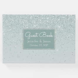 Mint Grönt Glittery Bröllop Guest Bok