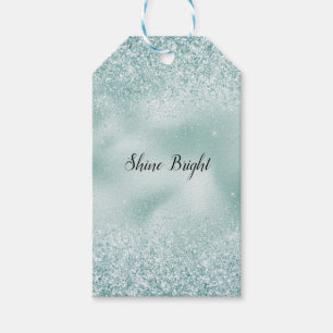 Mint Grönt Glitzy Glitter          Presentetikett