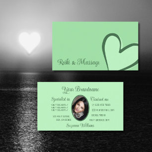 Mint Grönt Gorgant Heart Modern med Photo Cute Visitkort