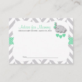 Mint Grönt & Grått Elephant Baby Shower SM - Råd Tidsbeställning Kort