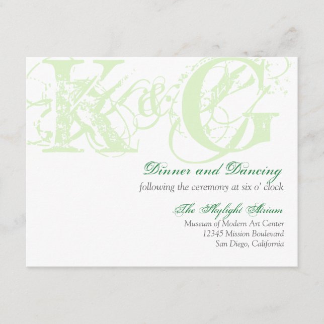 Mint grönt grunge nödlidande mottagningsutrymme tilläggskort (Framsida)