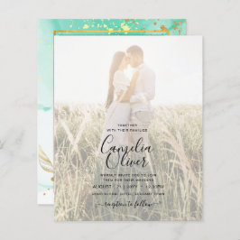 Mint Grönt Guld Alcohol Bläck Abstrakt Bröllop