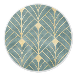 Mint Grönt,guld,Art Deco mönster,vintage,retro,Me Knopp