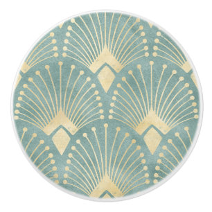 Mint grönt,guld,Art Deco mönster,vintage,retro,Me Knopp