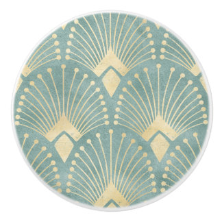 Mint grönt,guld,Art Deco mönster,vintage,retro,Me Knopp