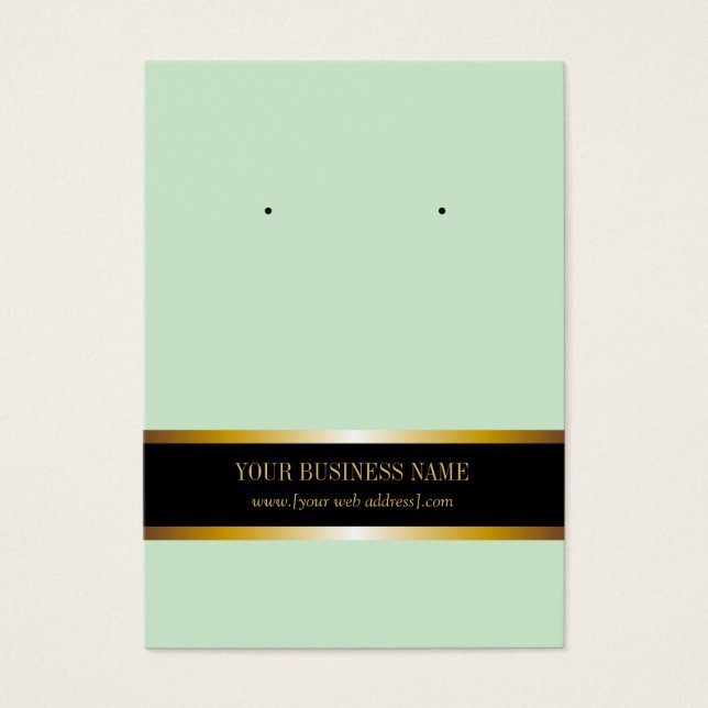 Mint Grönt Guld Black Anpassningsbar Earring Card Visitkort (Framsidan)