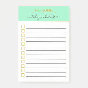 Mint Grönt Guld Checklist Personlig Att göra lis Post-it Block