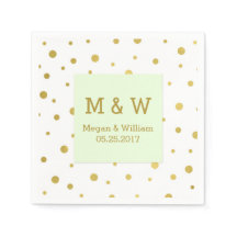 Mint Grönt Guld Confetti Bröllop Monogram
