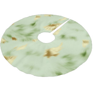 Mint Grönt Guld Cowhide Julgransmatta Borstad Polyester