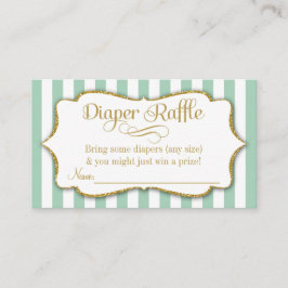 Mint Grönt Guld Diaper Raffle Baby Shower Card Tilläggskort