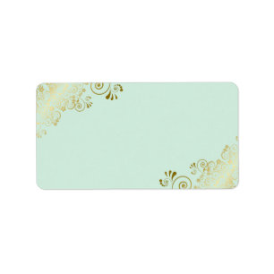 Mint Grönt & Guld DIY Print Bröllop Adress Adressetikett
