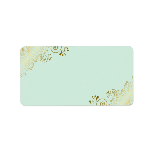 Mint Grönt & Guld DIY Print Bröllop Adress Adressetikett (Framsidan)