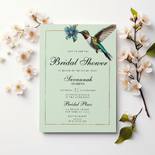 Mint grönt guld färgad Möhippa för hummingbird Inbjudningar