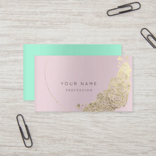 Mint Grönt Guld Flower Botanical Amethst Rosa Mauv Visitkort