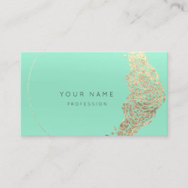 Mint Grönt Guld Flower Botanical Metallic MInimal1 Visitkort