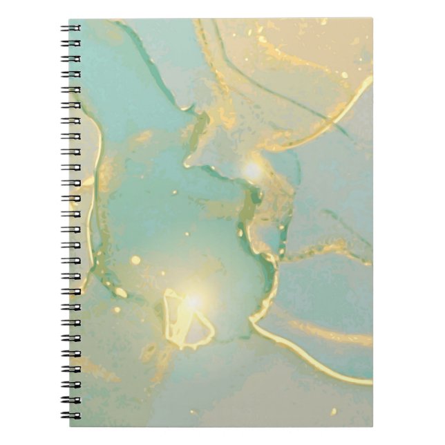 Mint Grönt Guld Marble: Texturerad Anteckningsbok (Framsidan)