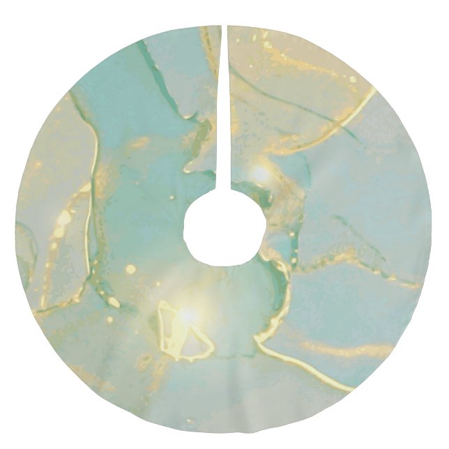 Mint Grönt Guld Marble: Texturerad Julgransmatta Borstad Polyester (Framsidan)