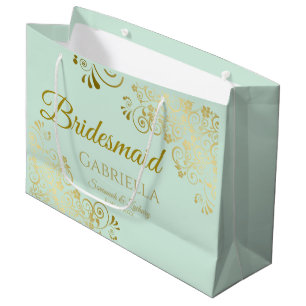 Mint Grönt & Guld Snöre Elegant Bridesmaid