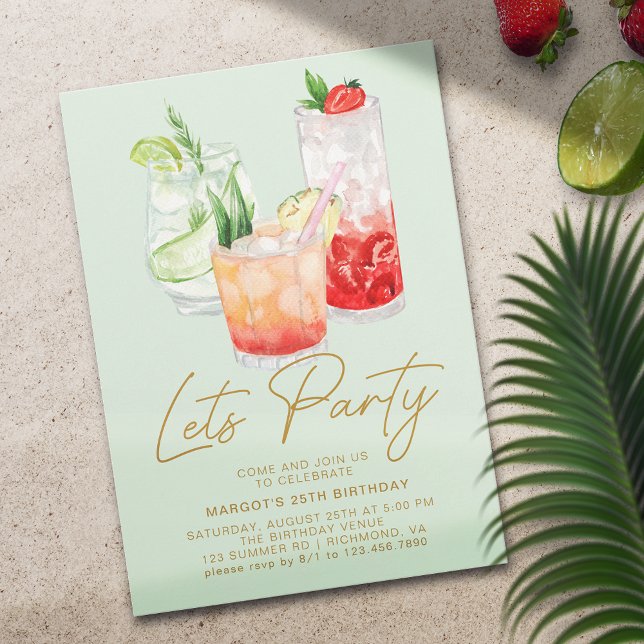 Mint Grönt + Guld | Sommarhelgdag i Party Inbjudningar (Skapare uppladdad)