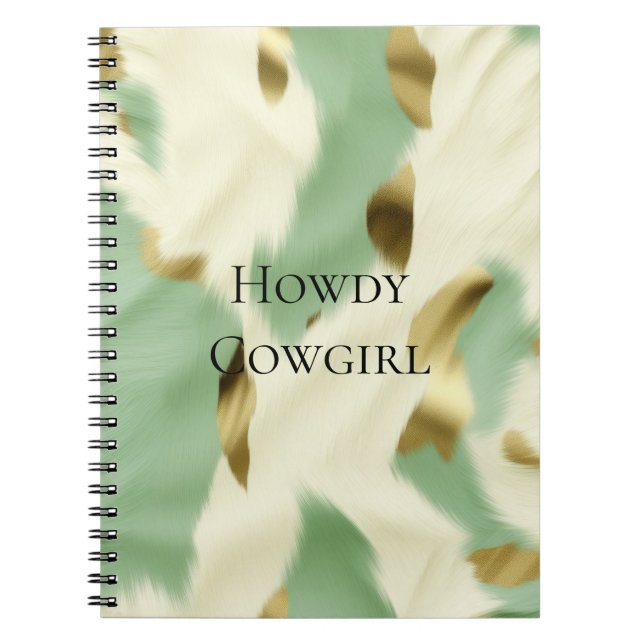 Mint Grönt Guld White Cowhide Anteckningsbok (Framsidan)