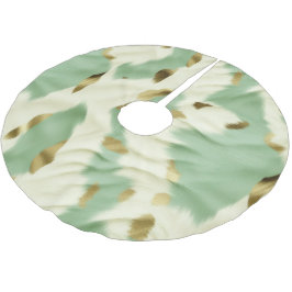 Mint Grönt Guld White Cowhide Julgransmatta Borstad Polyester