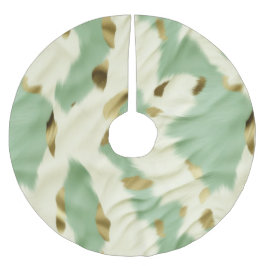 Mint Grönt Guld White Cowhide Julgransmatta Borstad Polyester