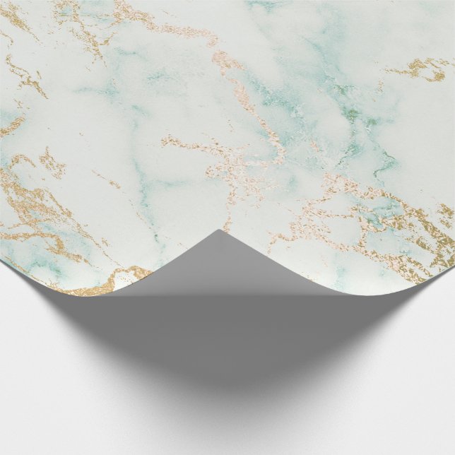 Mint Grönt Guld White Grått Marble Stone-borstar Presentpapper (Hörn)