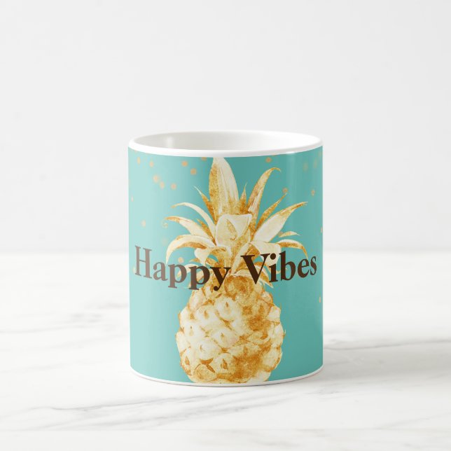 Mint Grönt Gult Guld ananas Kaffemugg (Center)