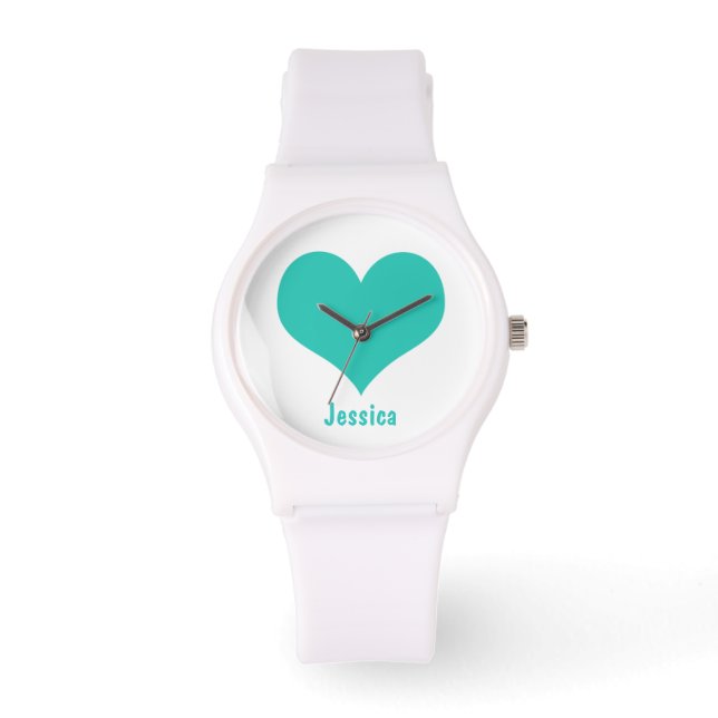 Mint Grönt Heart - Personlig Namn Watch Armbandsur (Framsida)