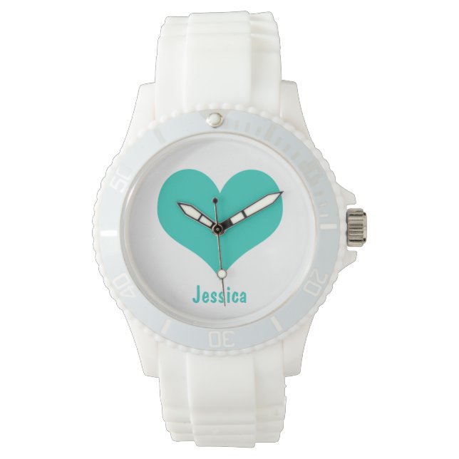 Mint Grönt Heart - Personlig Namn Watch Armbandsur (Framsida)