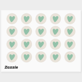 Mint Grönt Heart Round-etikett med 20 Runt Klistermärke