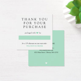 Mint Grönt Heart-Tack för beställning Fyrkantigt Visitkort