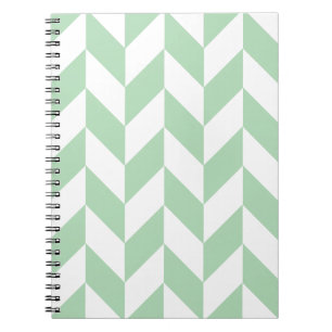 Mint Grönt Herringbone Mönster Anteckningsbok Med Spiral