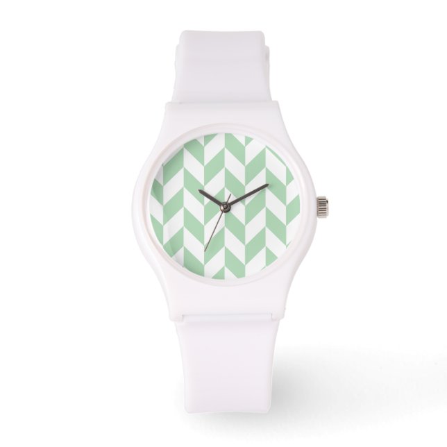 Mint Grönt Herringbone Mönster Armbandsur (Framsida)