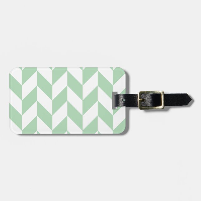Mint Grönt Herringbone Mönster Bagagebricka (Horisontell Framsida)