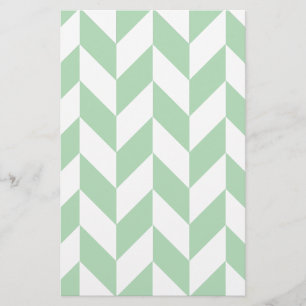 Mint Grönt Herringbone Mönster Brevpapper