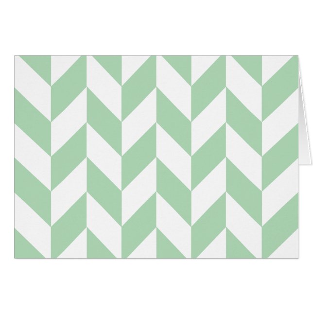 Mint Grönt Herringbone Mönster Hälsningskort (Framsidan Horizontal)