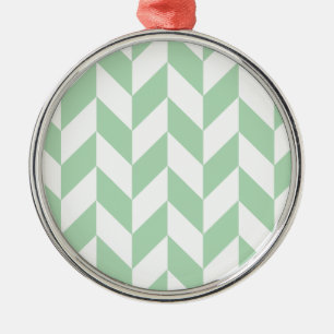 Mint Grönt Herringbone Mönster Julgransprydnad Metall