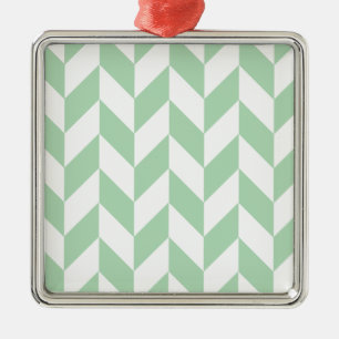 Mint Grönt Herringbone Mönster Julgransprydnad Metall