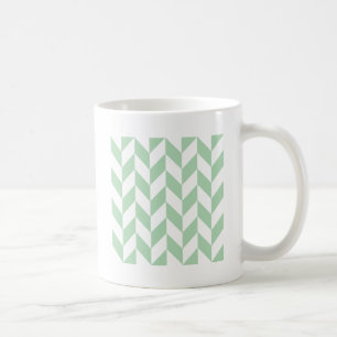 Mint Grönt Herringbone Mönster Kaffemugg