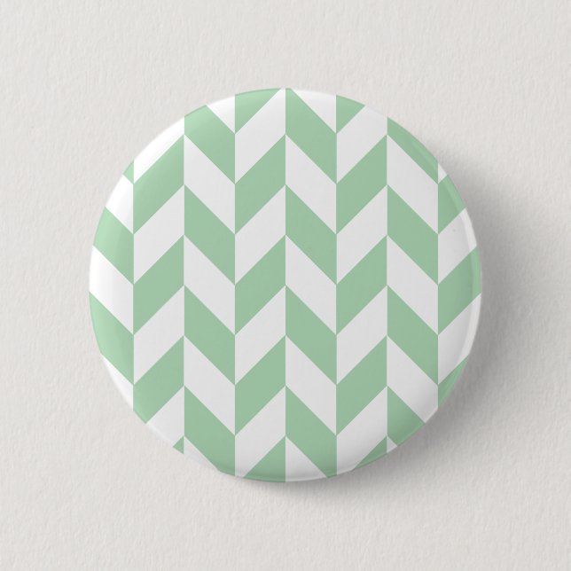 Mint Grönt Herringbone Mönster Knapp (Framsida)